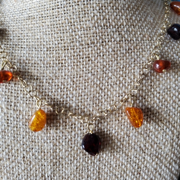 Sterling Silver Choker with Amber - Picture 2 of 2